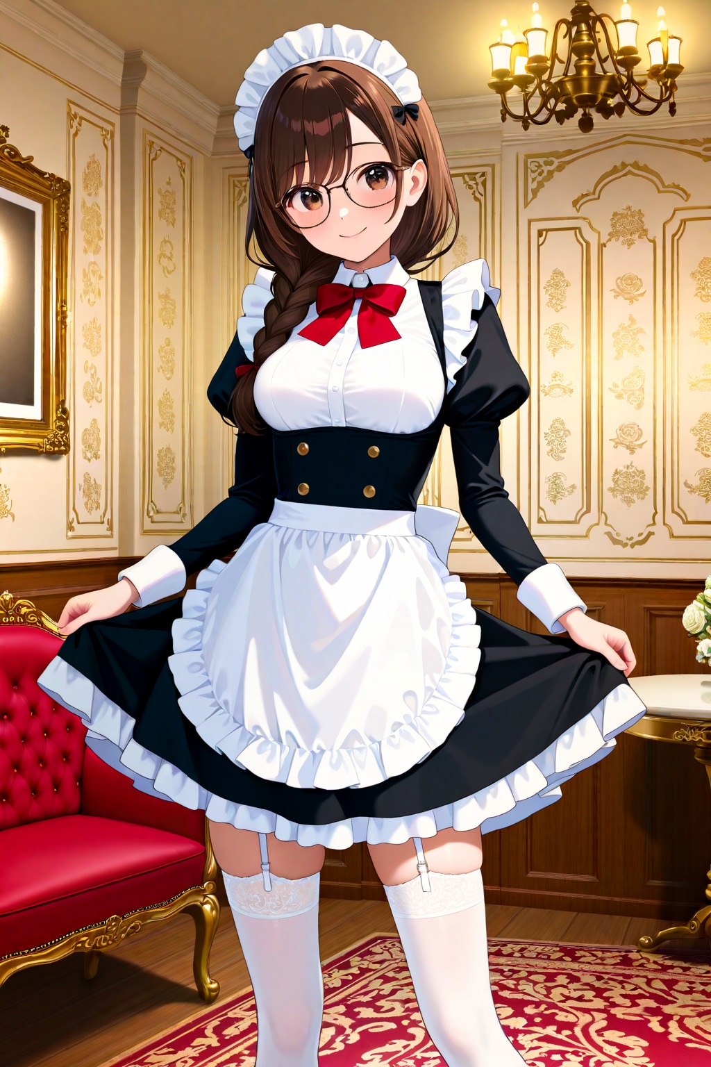 眼鏡三つ編みメイド