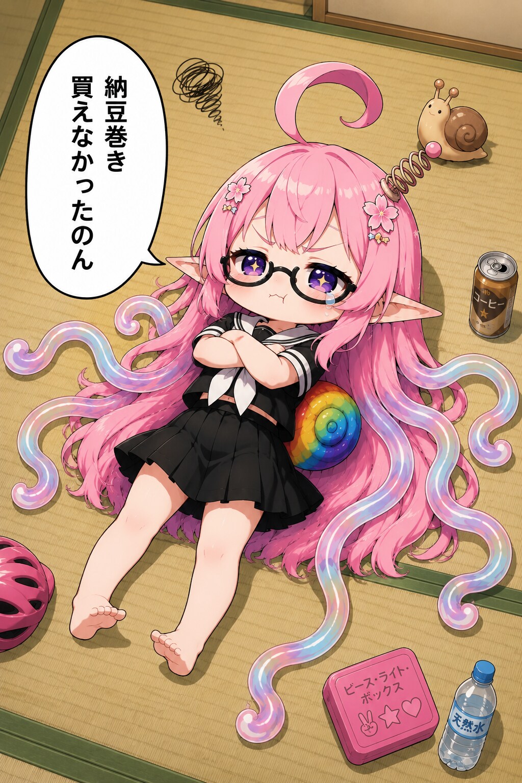 不貞腐れるピンク電波女