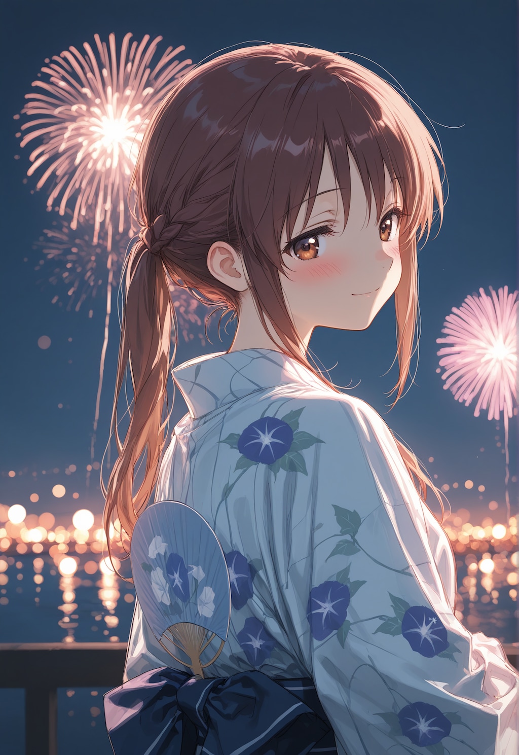 花火と星空と浴衣の三船さん