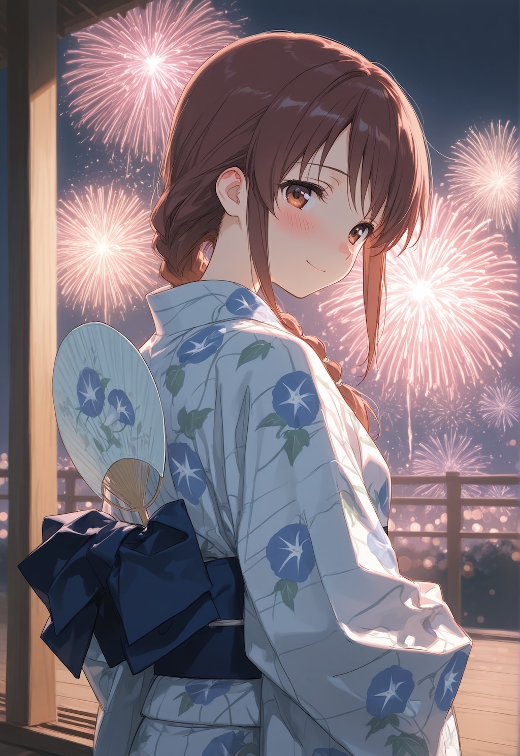花火と星空と浴衣の三船さん