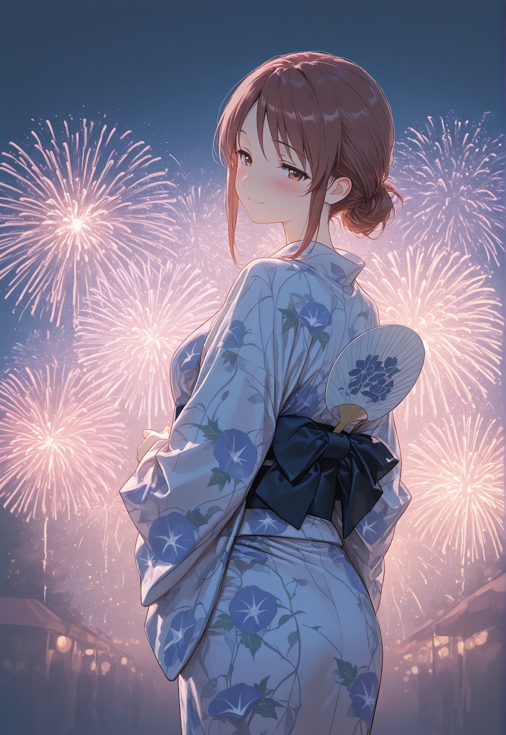 花火と星空と浴衣の三船さん
