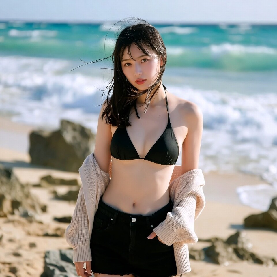 海風に吹かれて　ビーチで撮った素人女子の夏スナップ