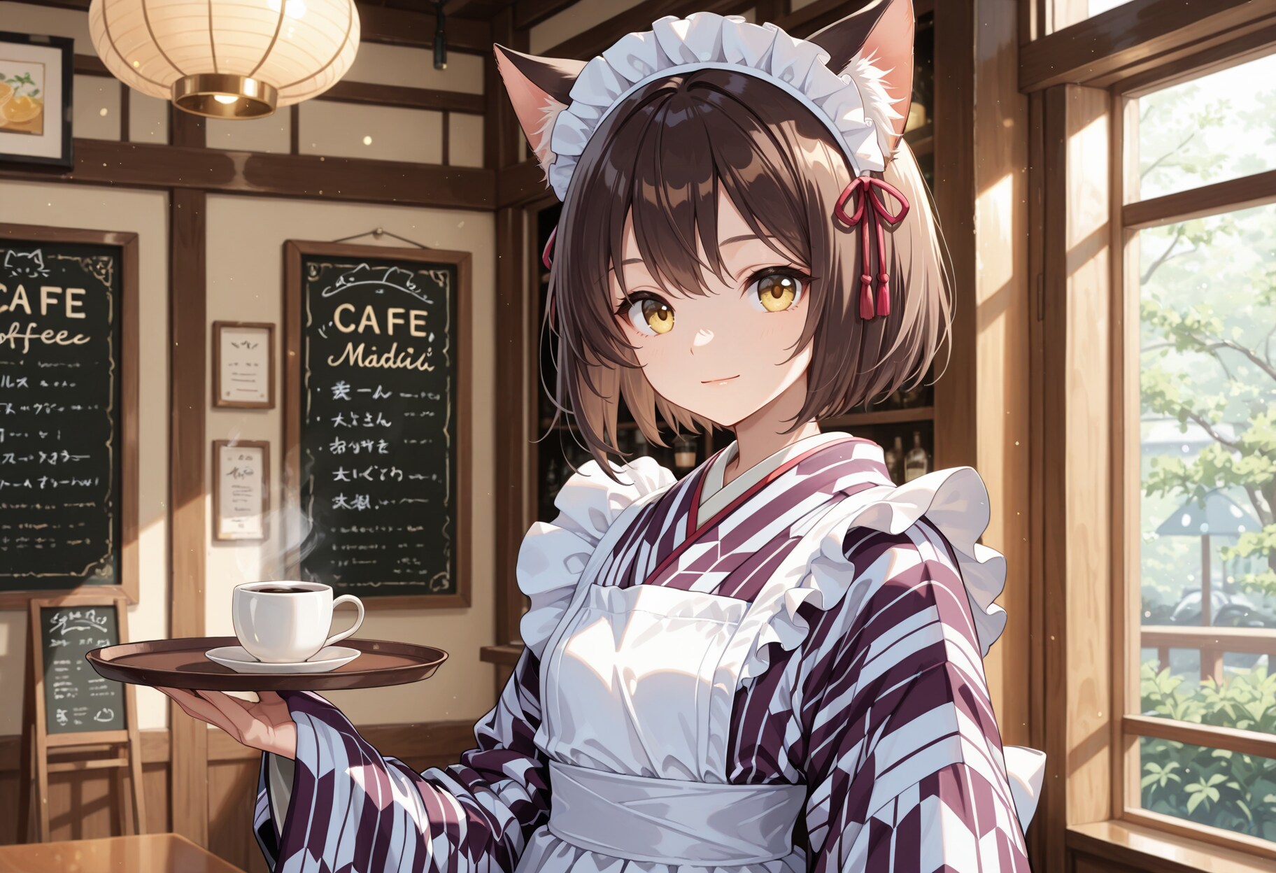 大正浪漫和メイドな喫茶店で働く猫娘さん