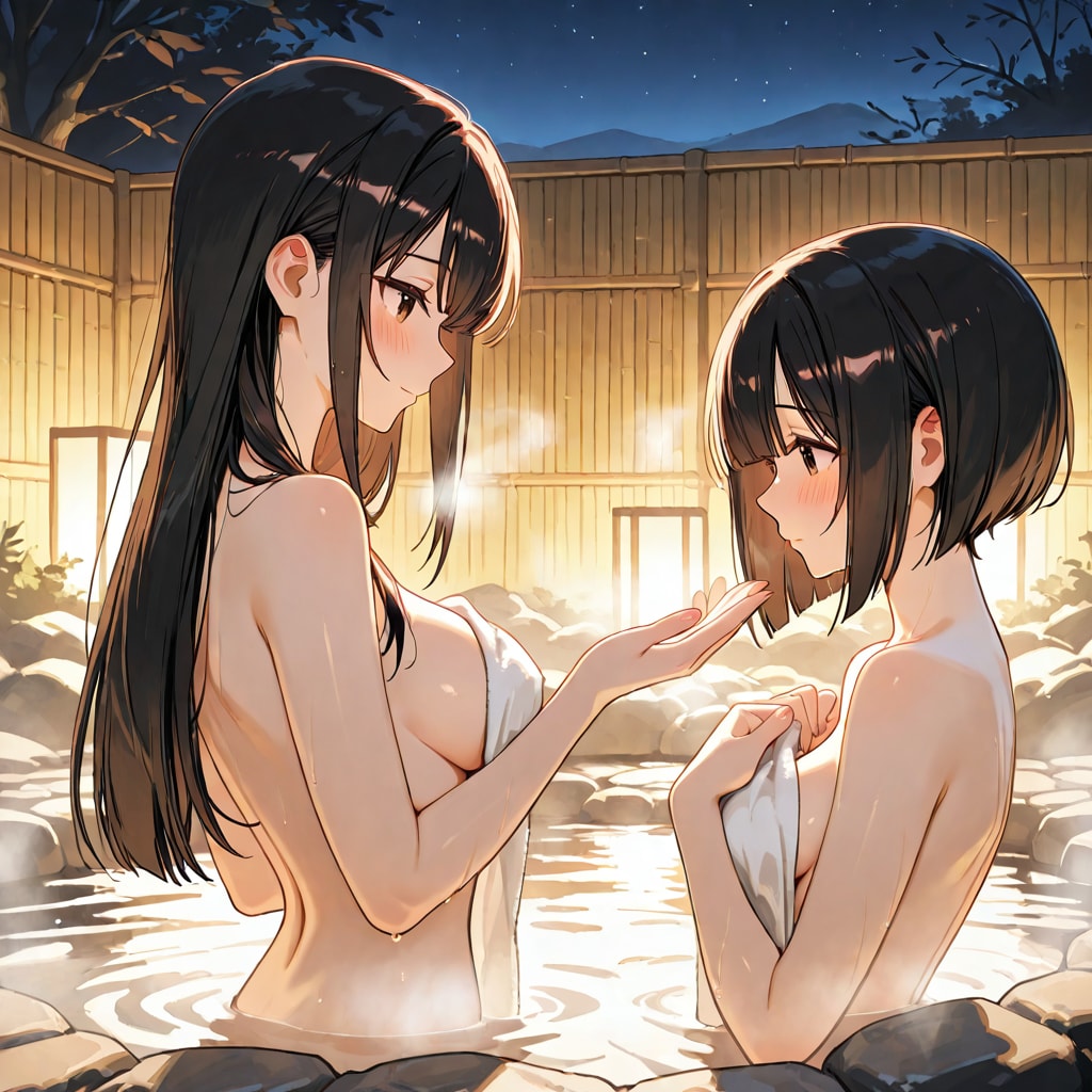 ショートちゃんとロングちゃん　本当はタオルを湯船に入れちゃダメ