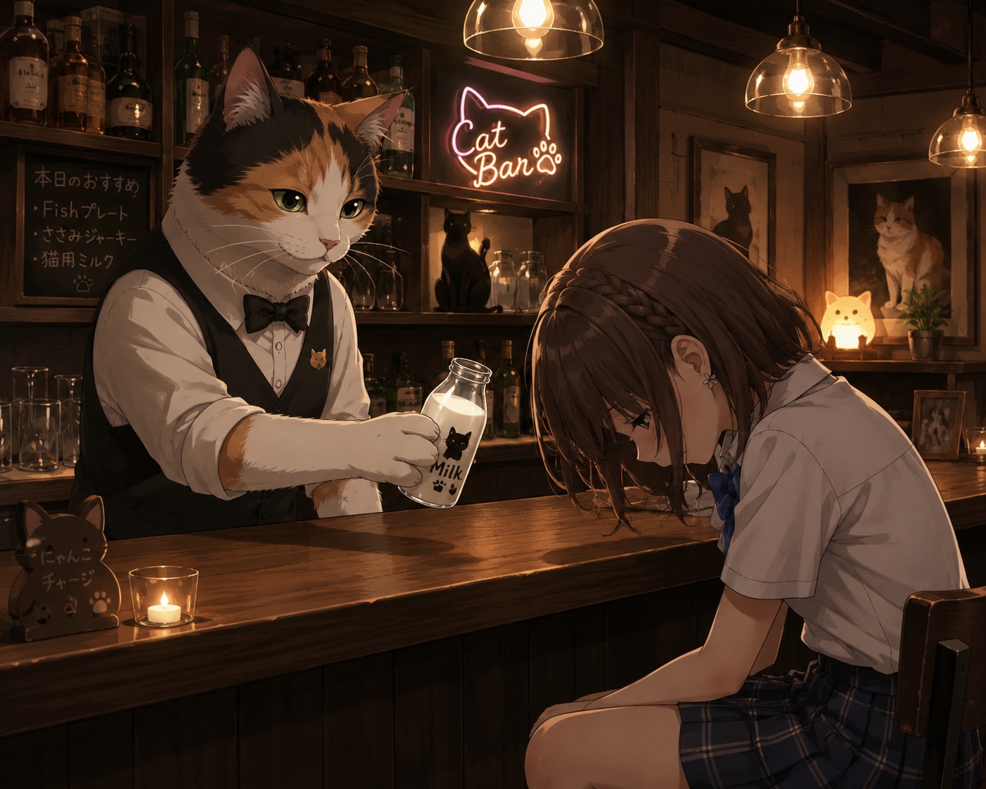 店からのおごり…にゃ。