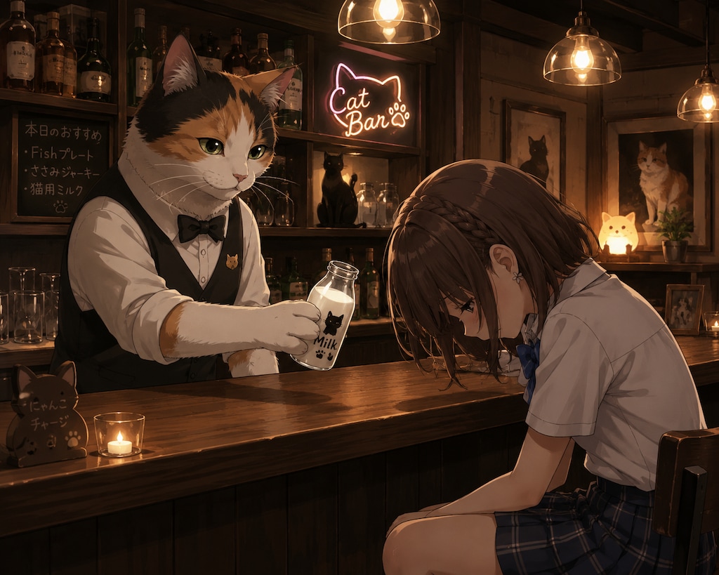 店からのおごり…にゃ。