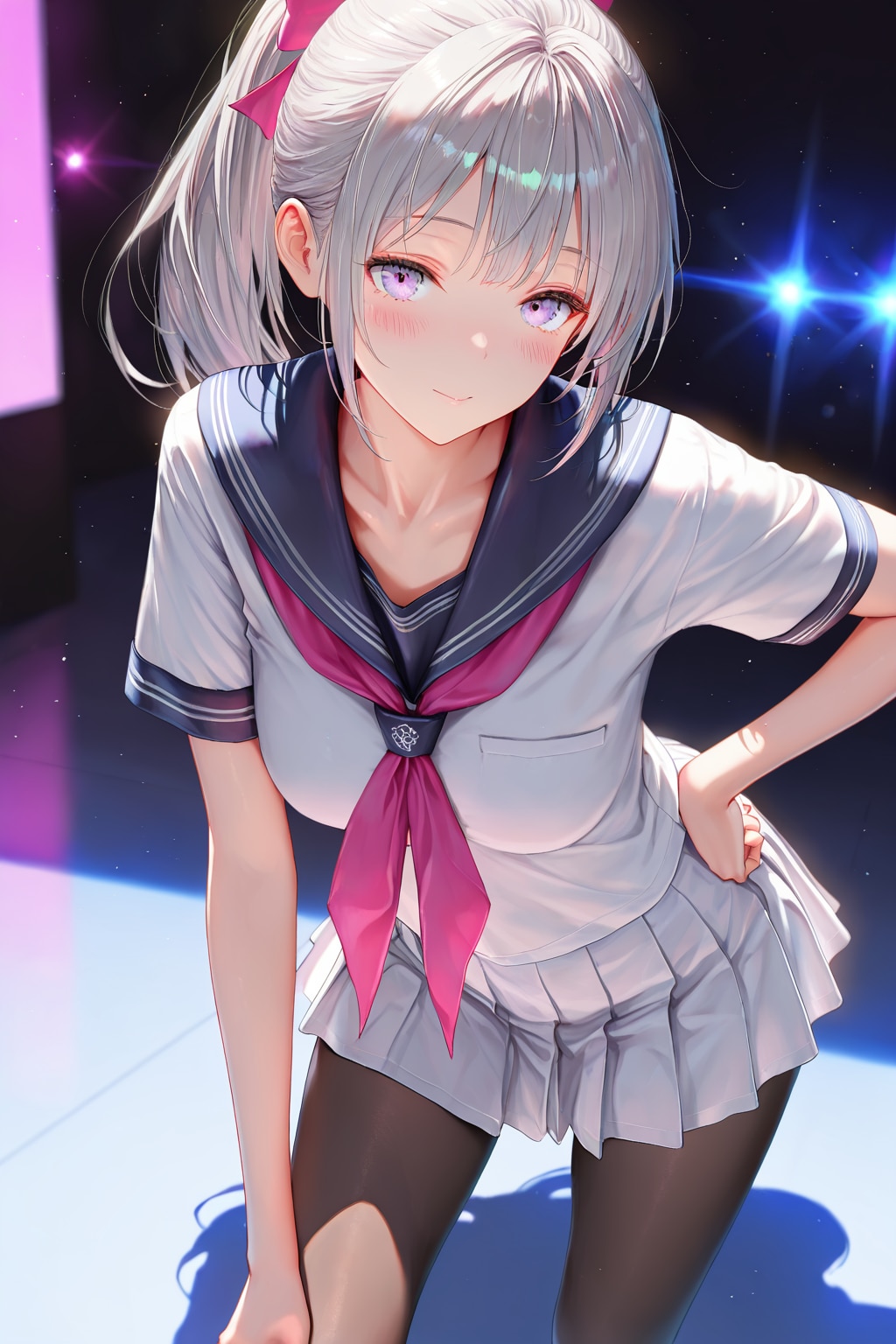 (1035)銀髪ちゃんセーラー服