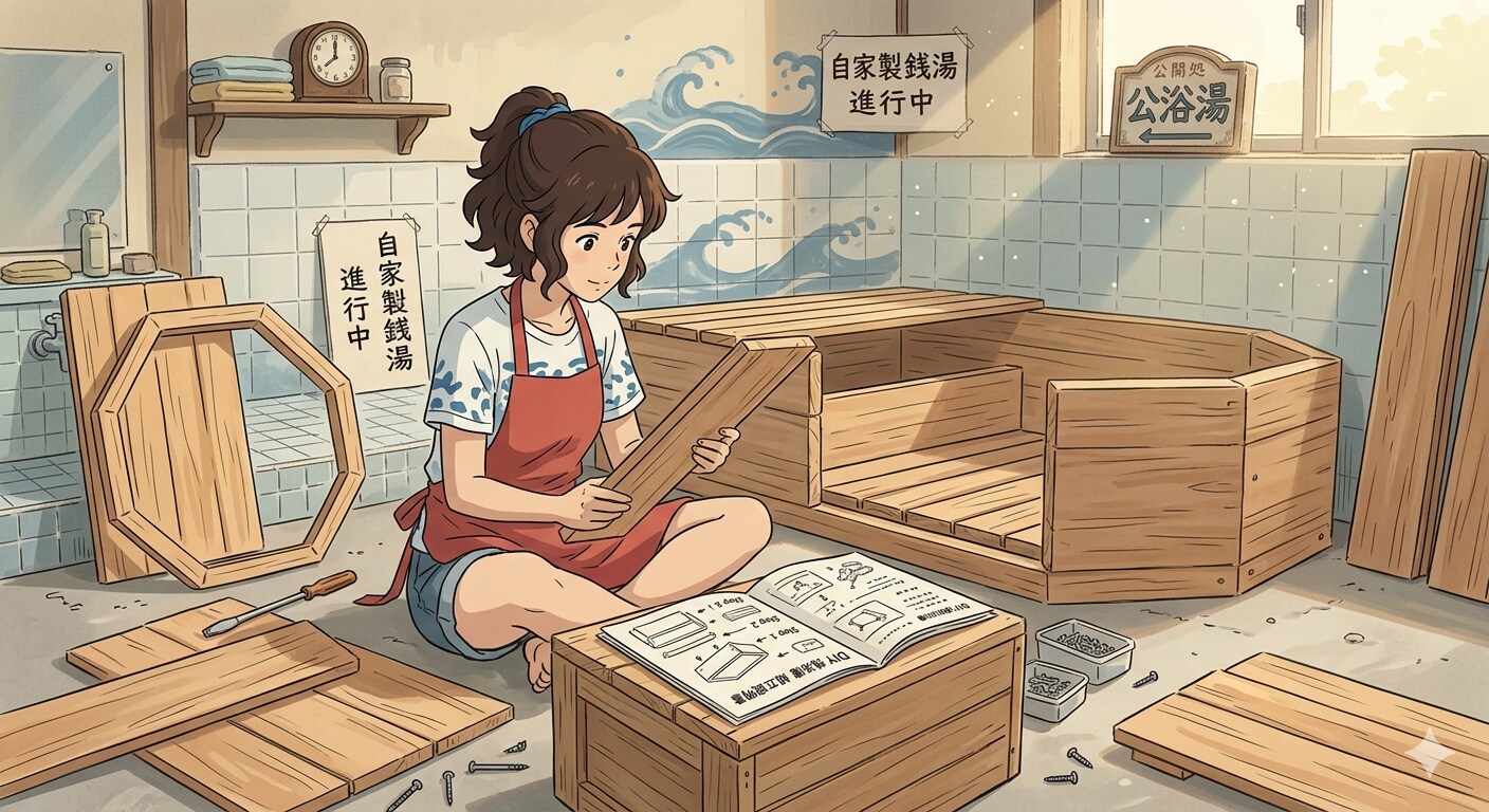 お客が自分で浴槽を作らないといけない銭湯