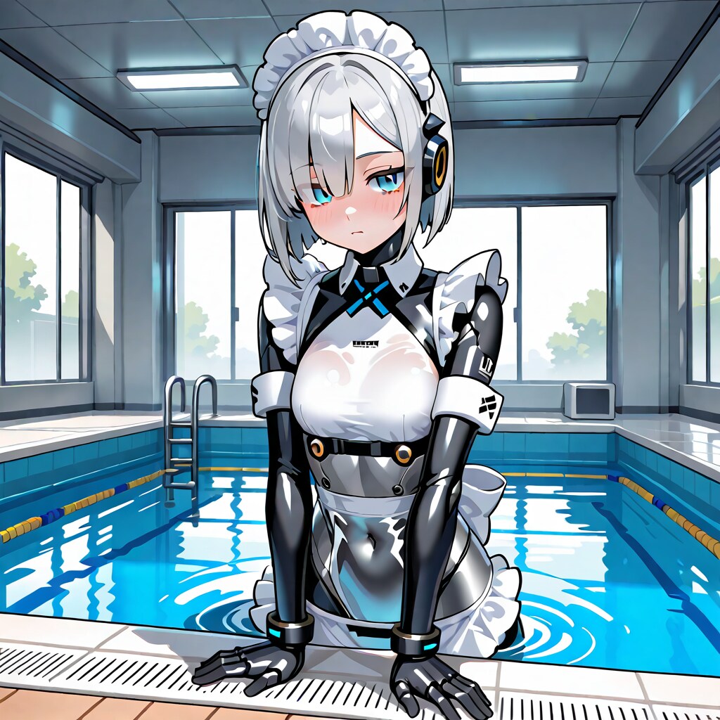 プールに沈んでしまいました