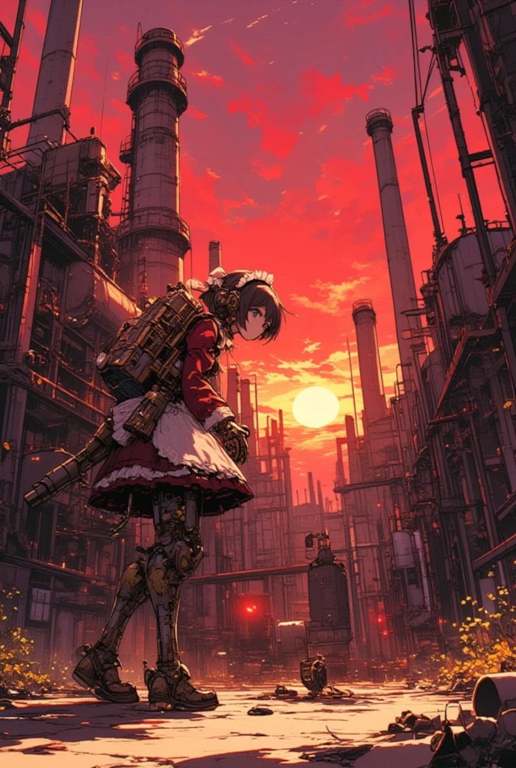 夕暮れ工場メイドさん