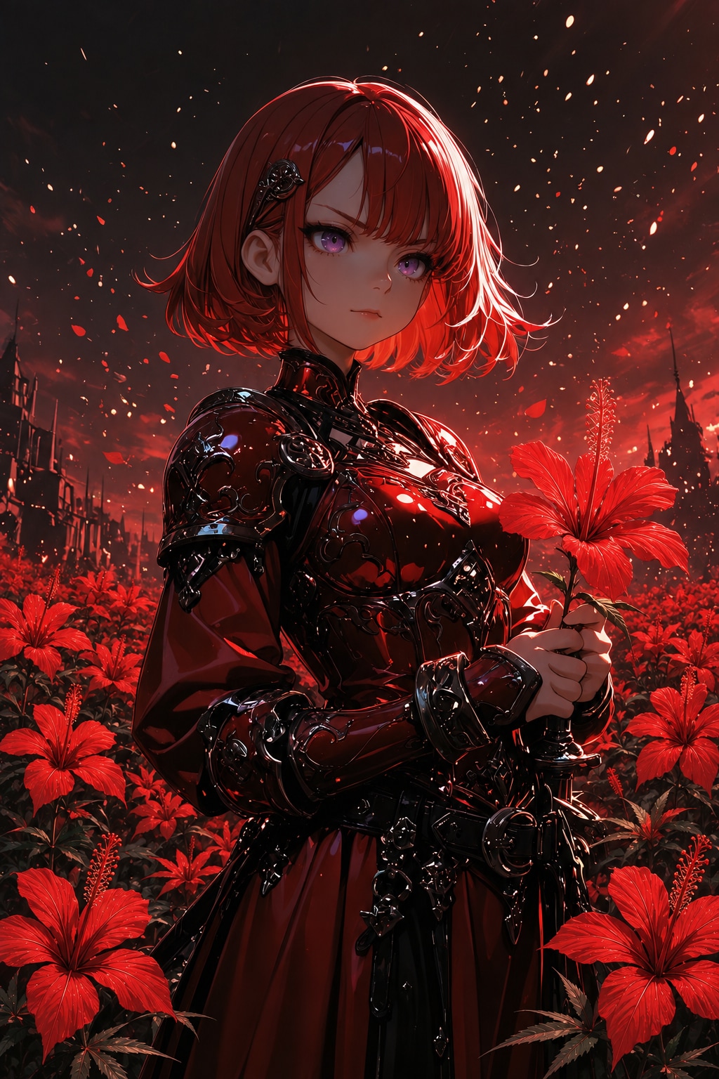 紅蓮に咲くモミジアオイ