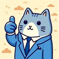 新社会猫のネクタイをなおしてあげる 3枚目