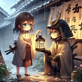 提灯をお侍に貸す小さな女の子 2枚目