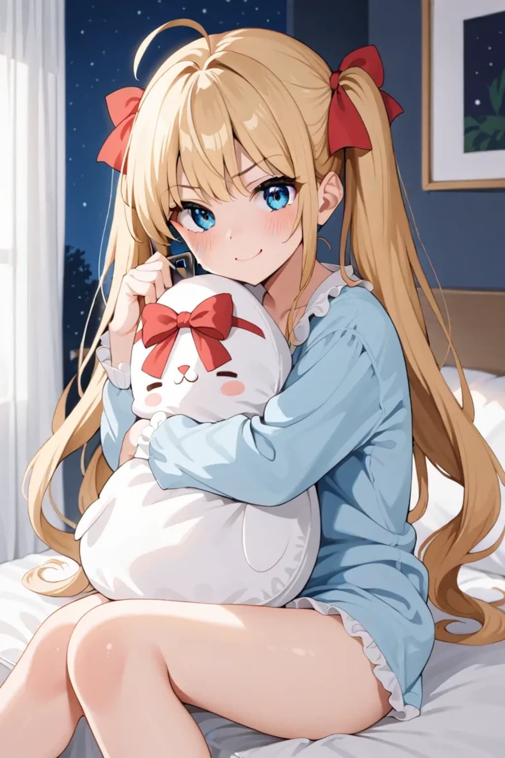 ベッドの上の金髪ちゃん♡自撮りだよ✨