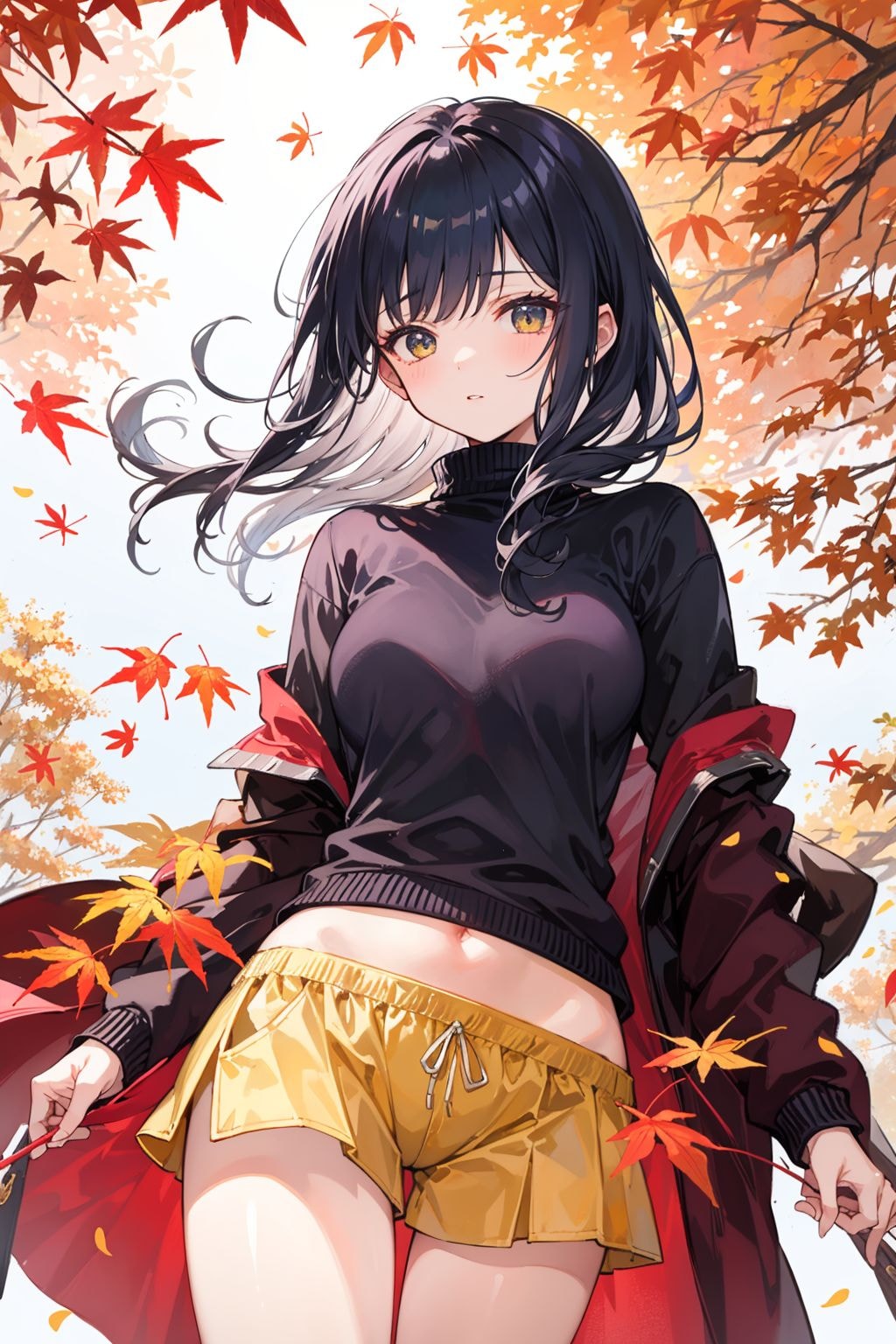 紅葉と黒髪の女の子