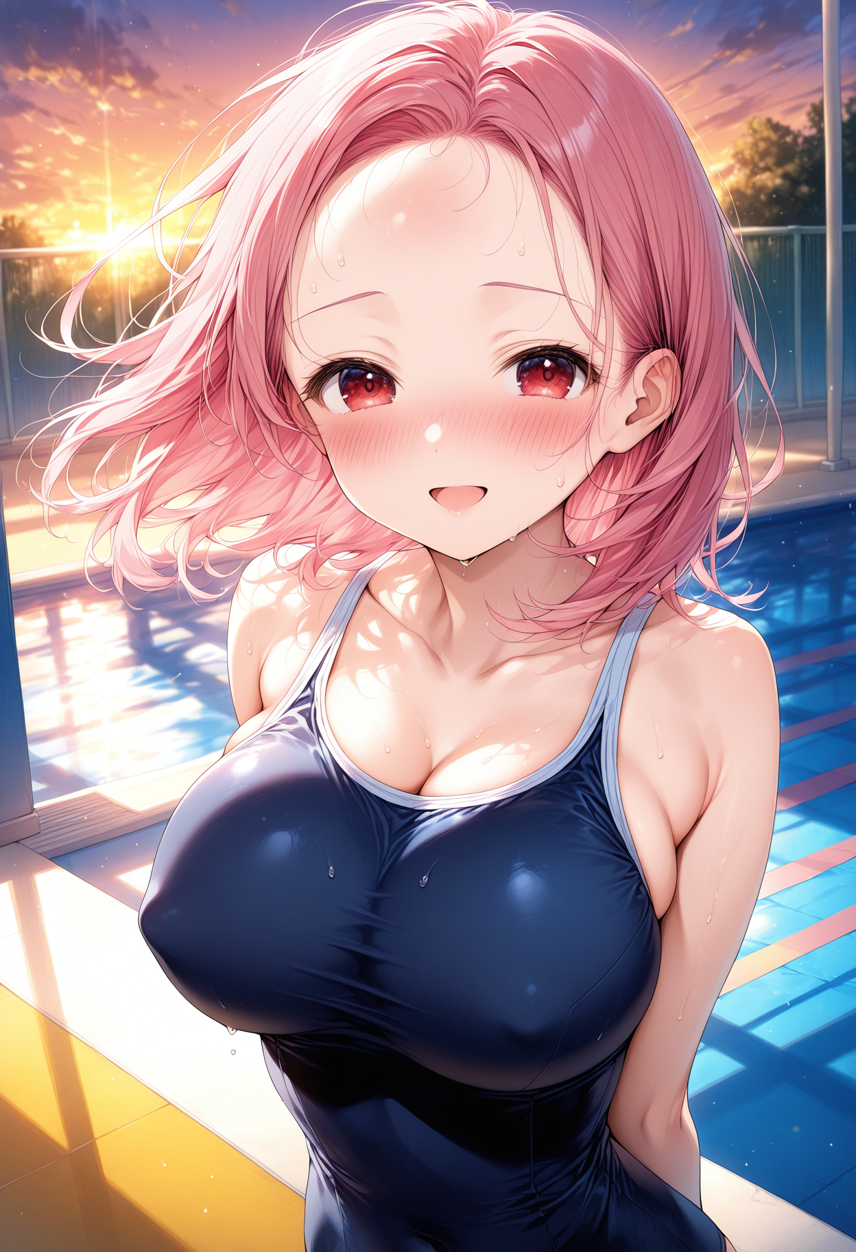 ピンク髪 スク水