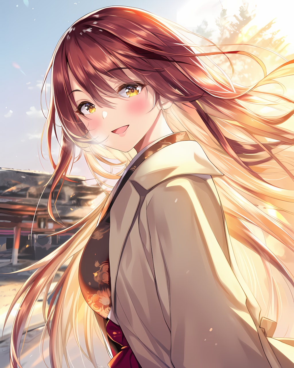 3人の初日の出と新年の朝