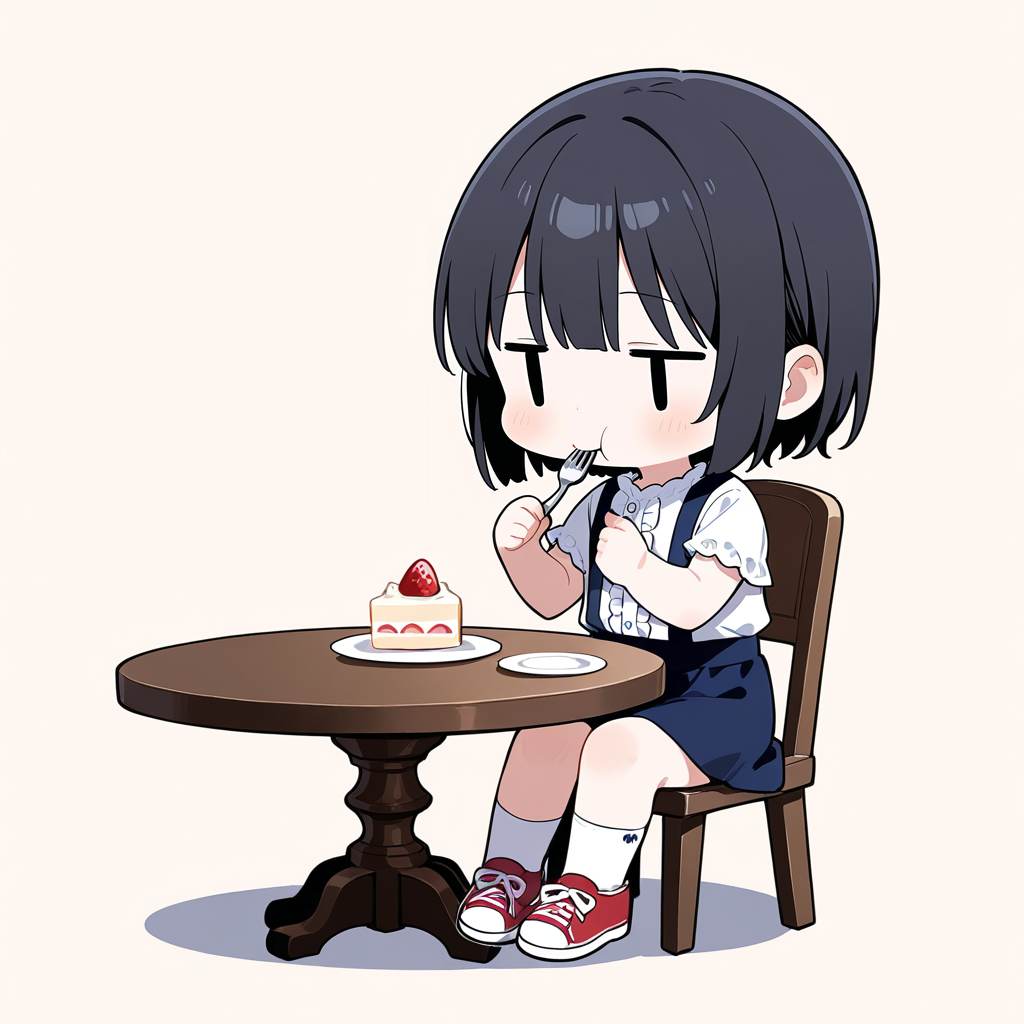 イチゴのショートケーキを食べる