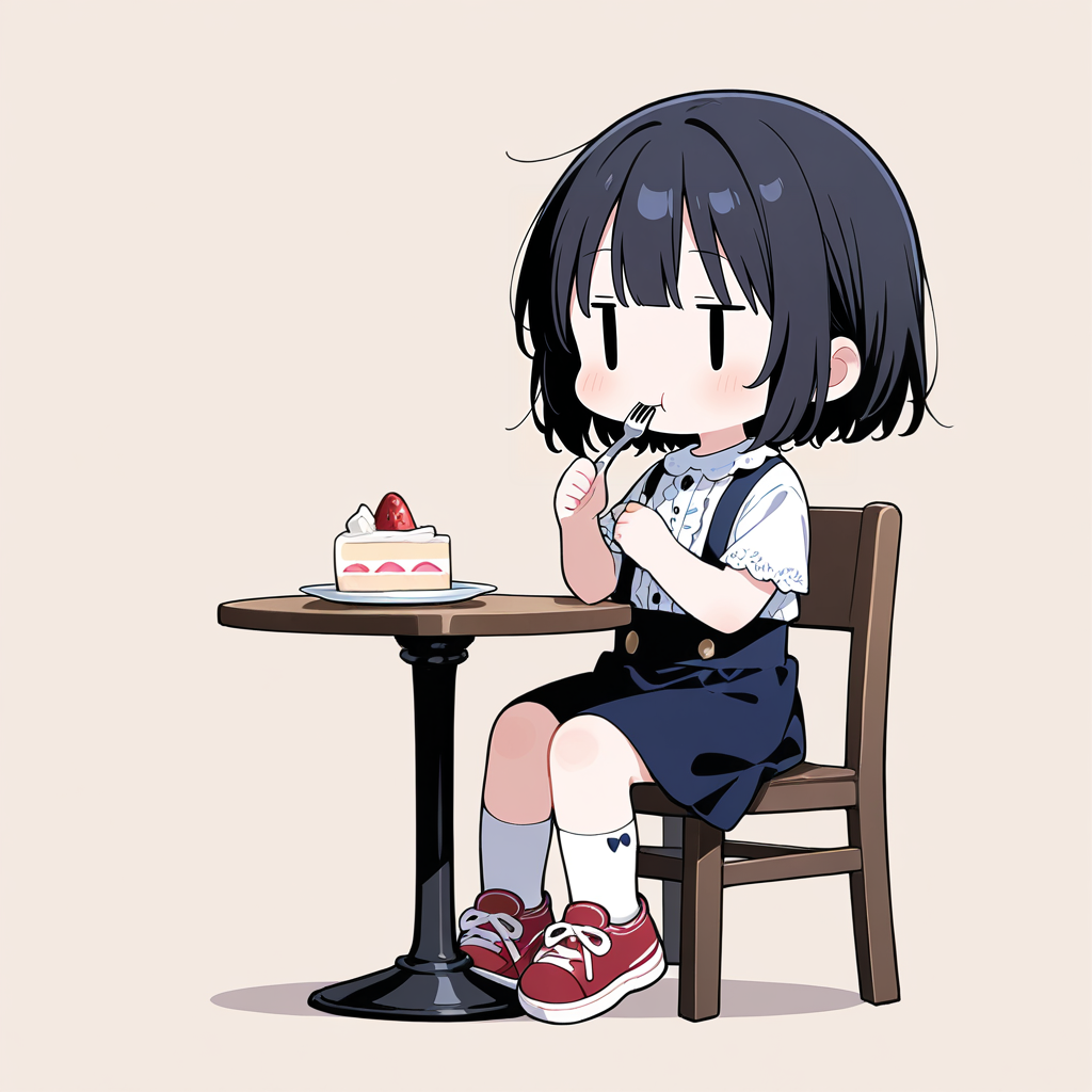 イチゴのショートケーキを食べる