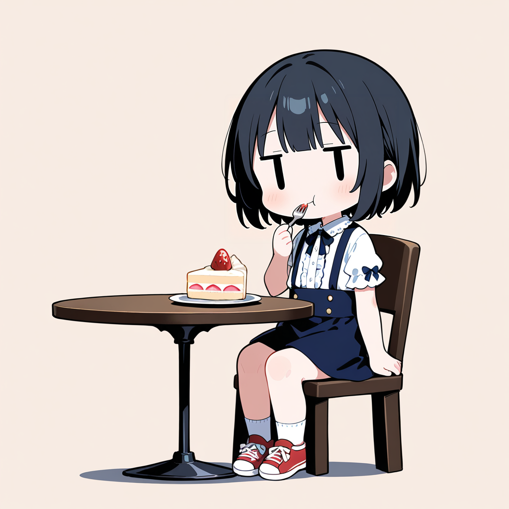 イチゴのショートケーキを食べる