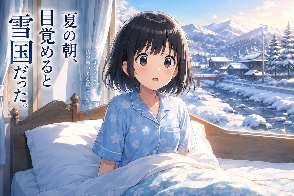 朝，目を覚ますと雪国だ