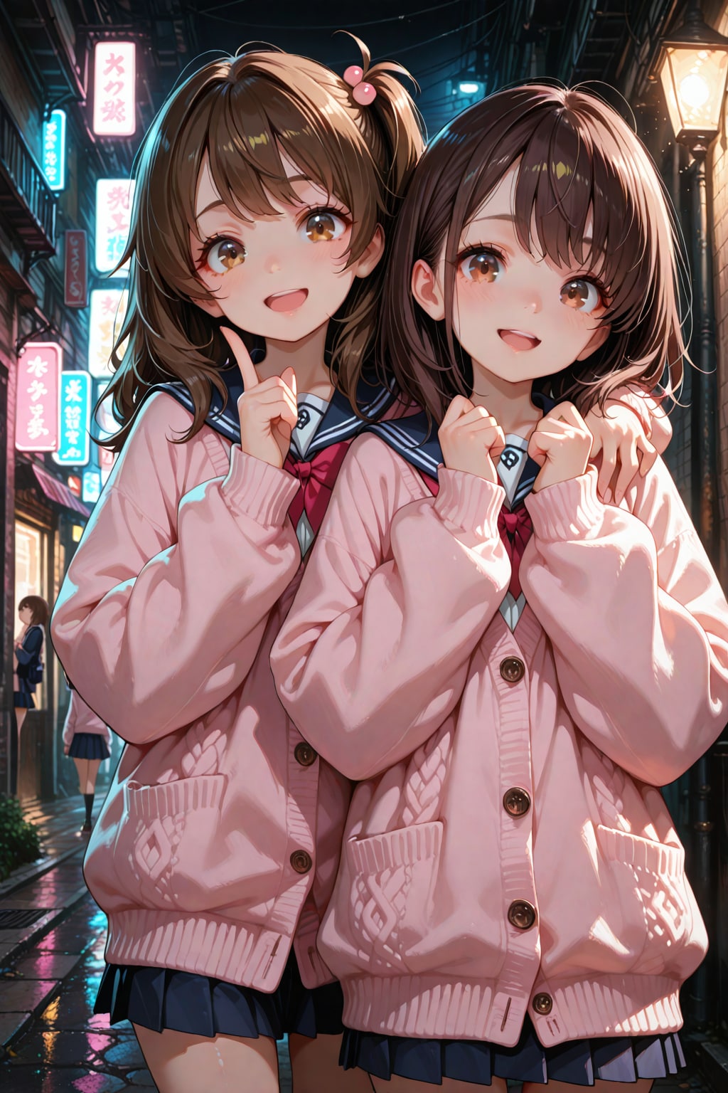 繁華街の萌え袖少女…