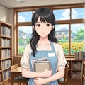 本屋の女性 (図書館司書)　4枚 3枚目