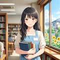 本屋の女性 (図書館司書)　4枚 2枚目