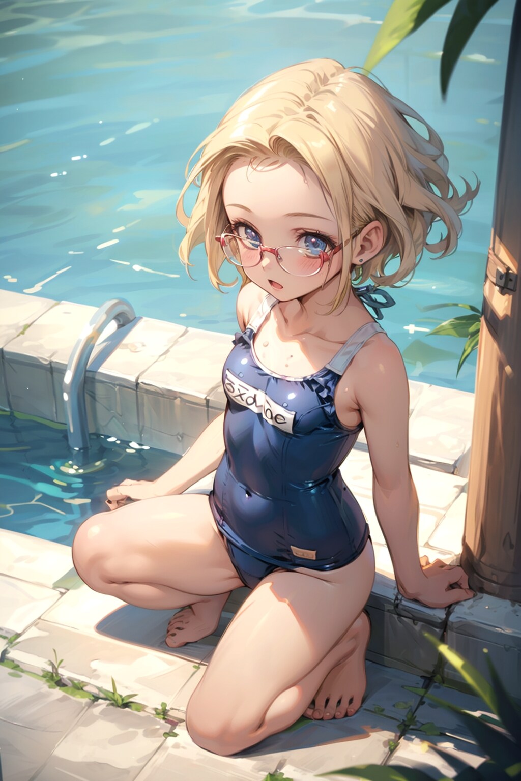 スク水の眼鏡っ娘