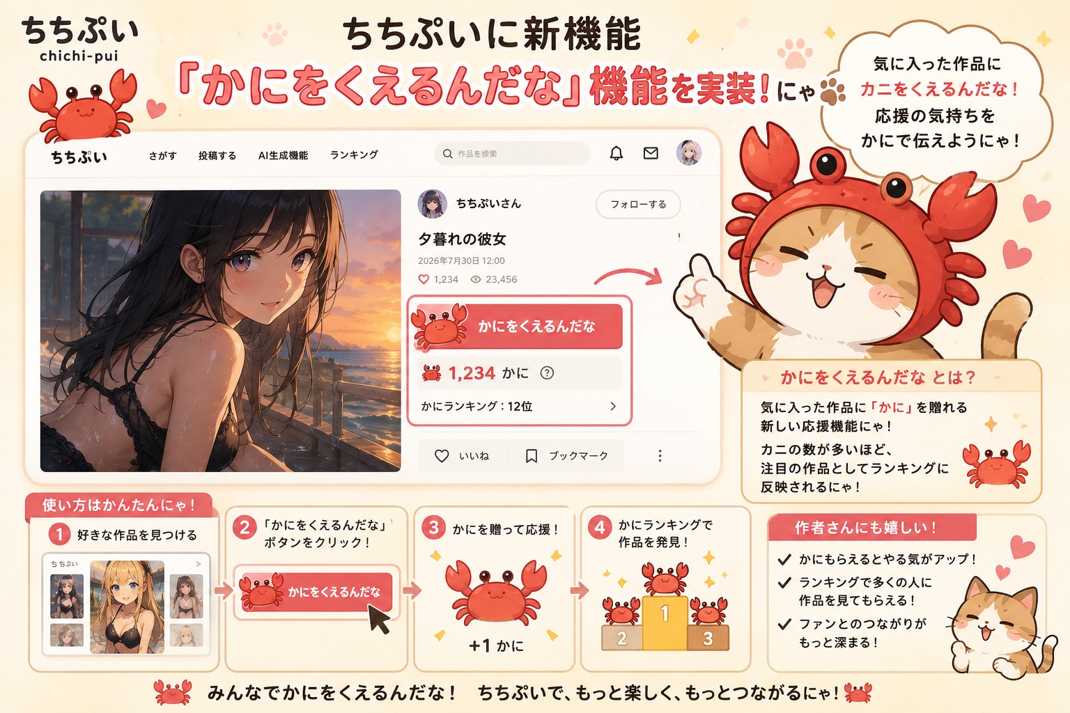 かにをくえるんだな機能搭載！🦀