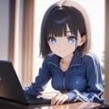 美少女ニートがパソコンを見てほほ笑む 2枚目
