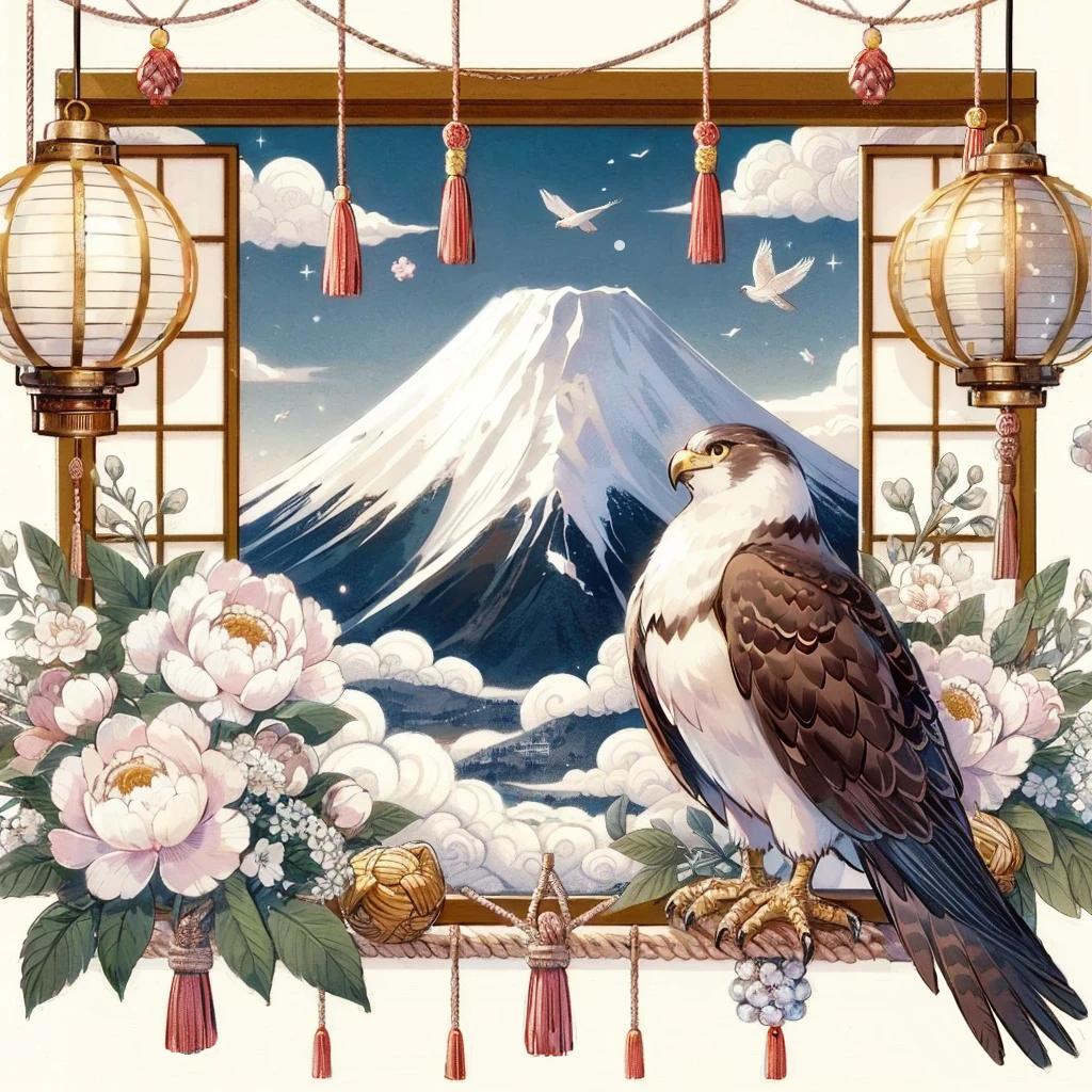 富士山と鷹