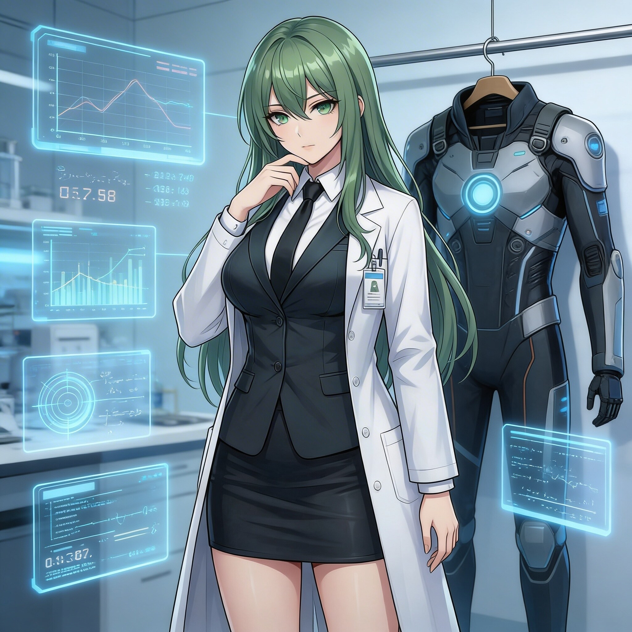 パワードスーツ開発中のエメルダ | の人気AIイラスト・グラビア