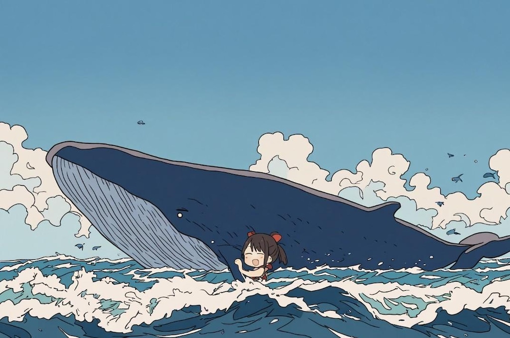 クジラの絵を最新モデルCHASEでAIさんに描画してもらう