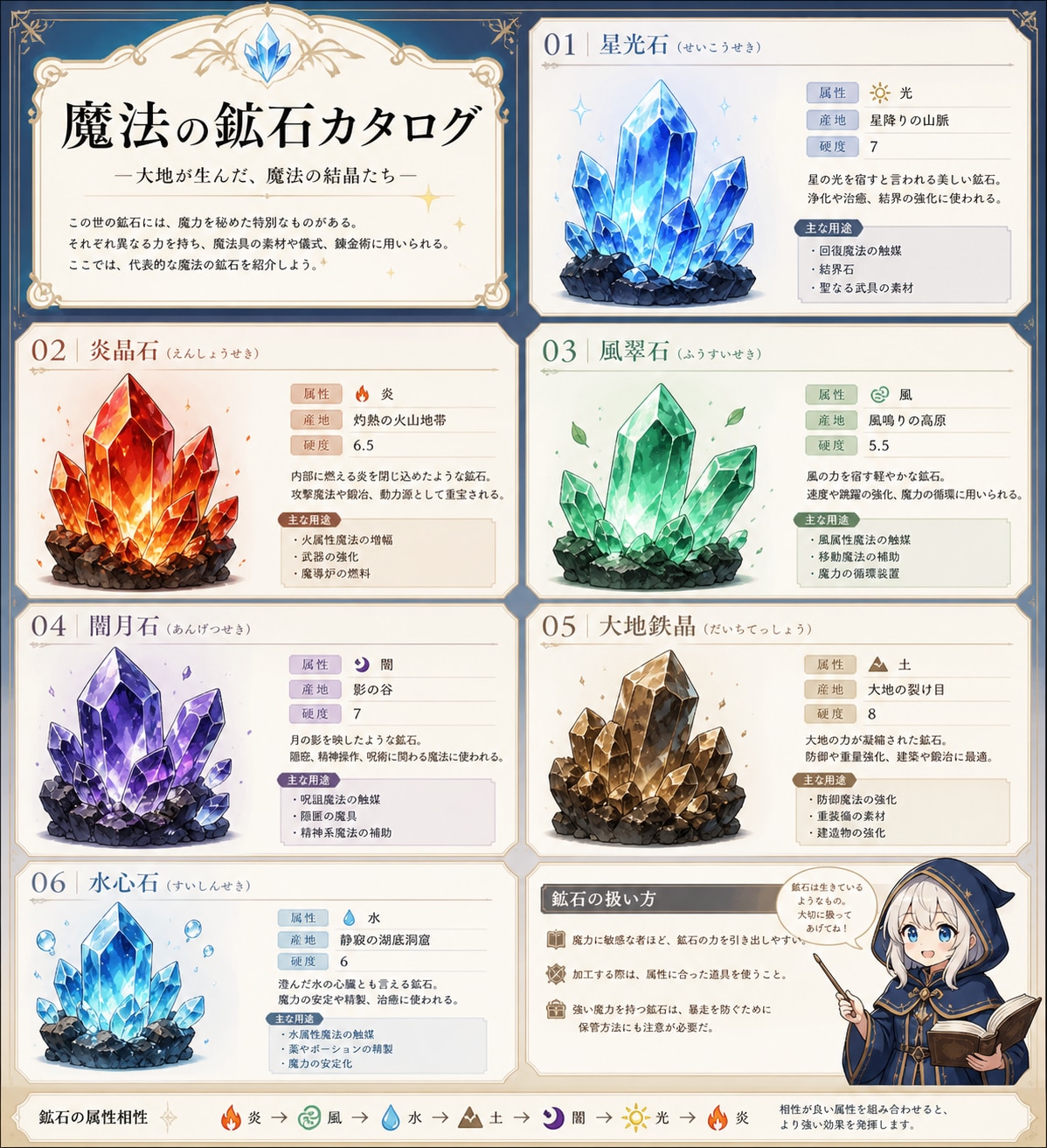 『魔法の鉱石カタログ』(GPT-Image-2版) | の人気AIイラスト・グラビア