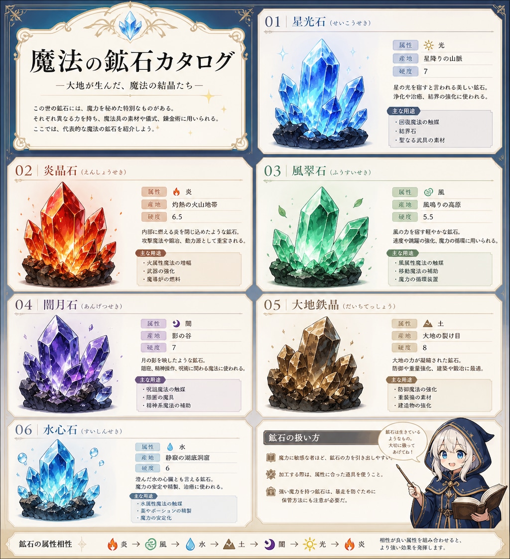 『魔法の鉱石カタログ』(GPT-Image-2版)