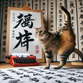 書道する猫 5枚目