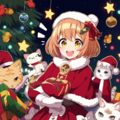 サンタ服少女と猫のクリスマス 2枚目