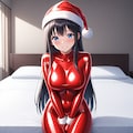 サンタ帽＋赤エナメルボディスーツ 7枚目
