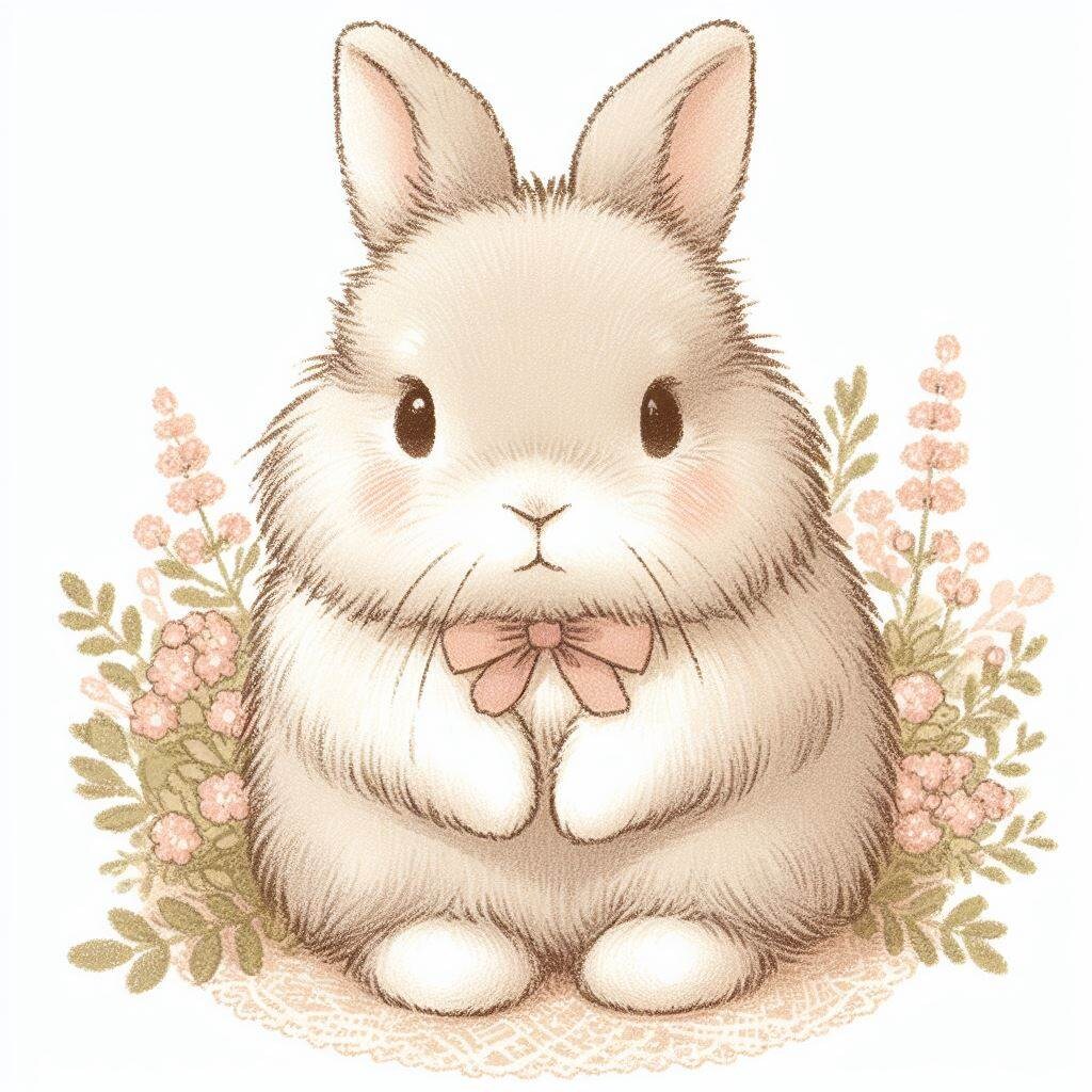 柔らかい絵柄の兎さん