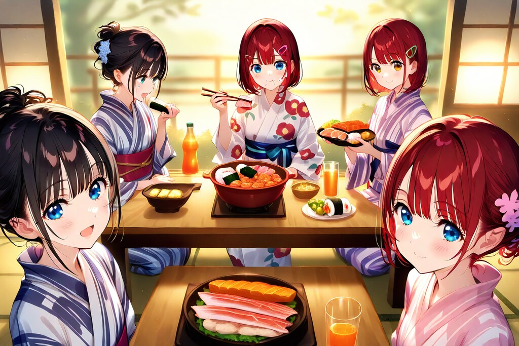 赤髪ちゃん一家、温泉に行く(食事サイド)