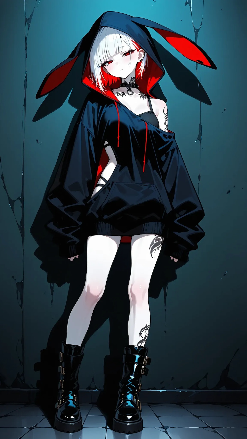 ウサ耳パーカーパンクスタイル