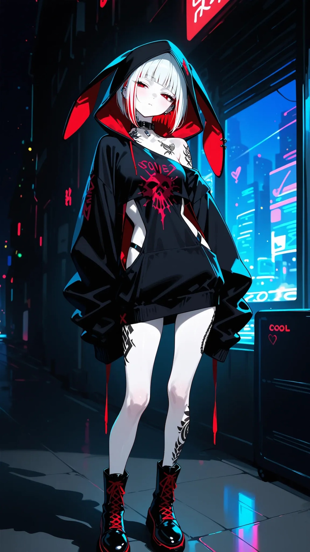 ウサ耳パーカーパンクスタイル