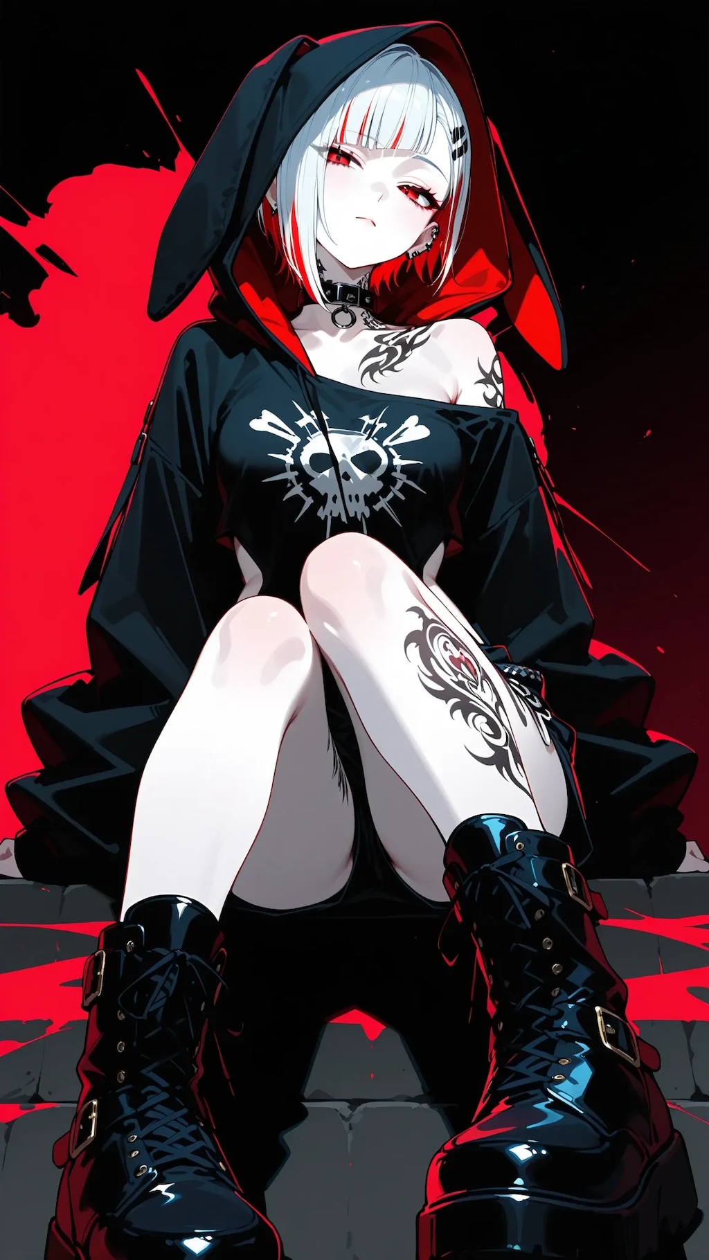 ウサ耳パーカーパンクスタイル