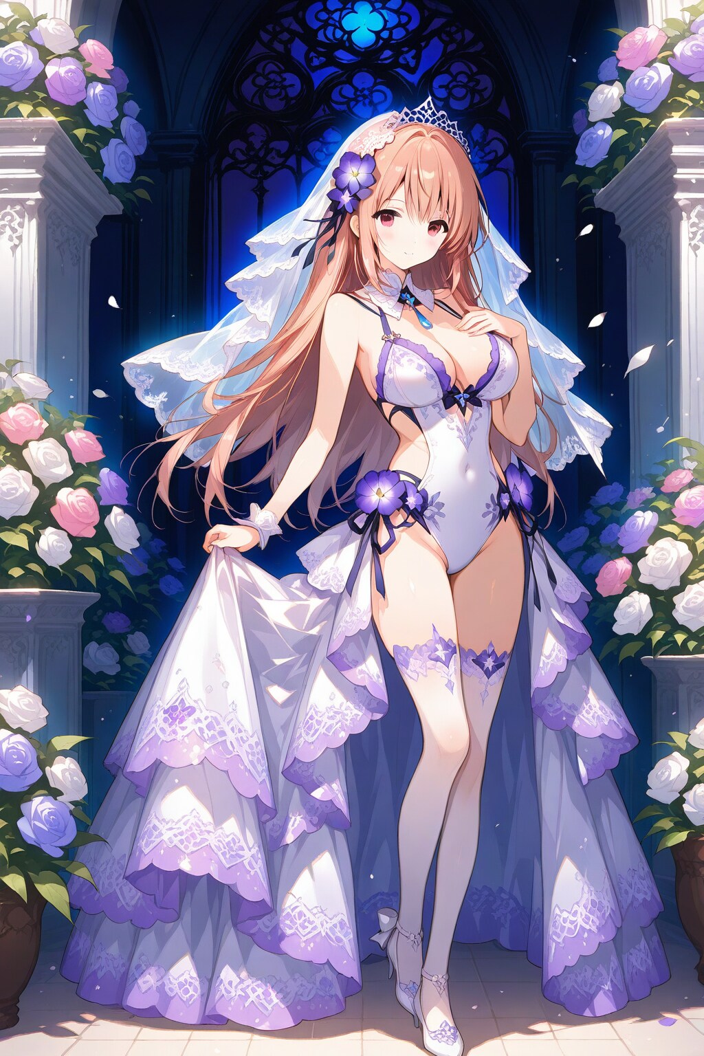 夜に紫色の花を咲かせる