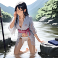 修行後の水浴び くノ一さん 2枚目