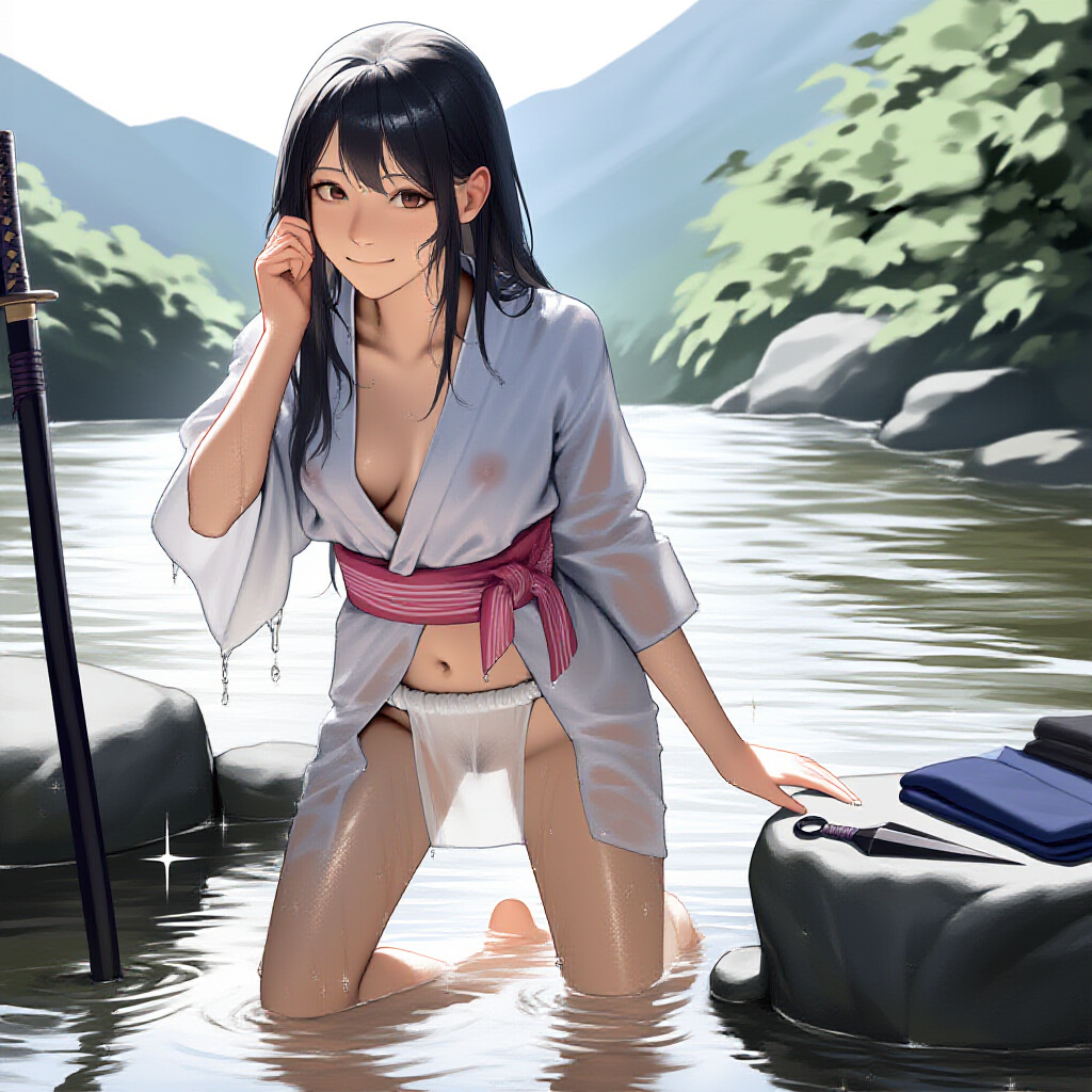 修行後の水浴び くノ一さん