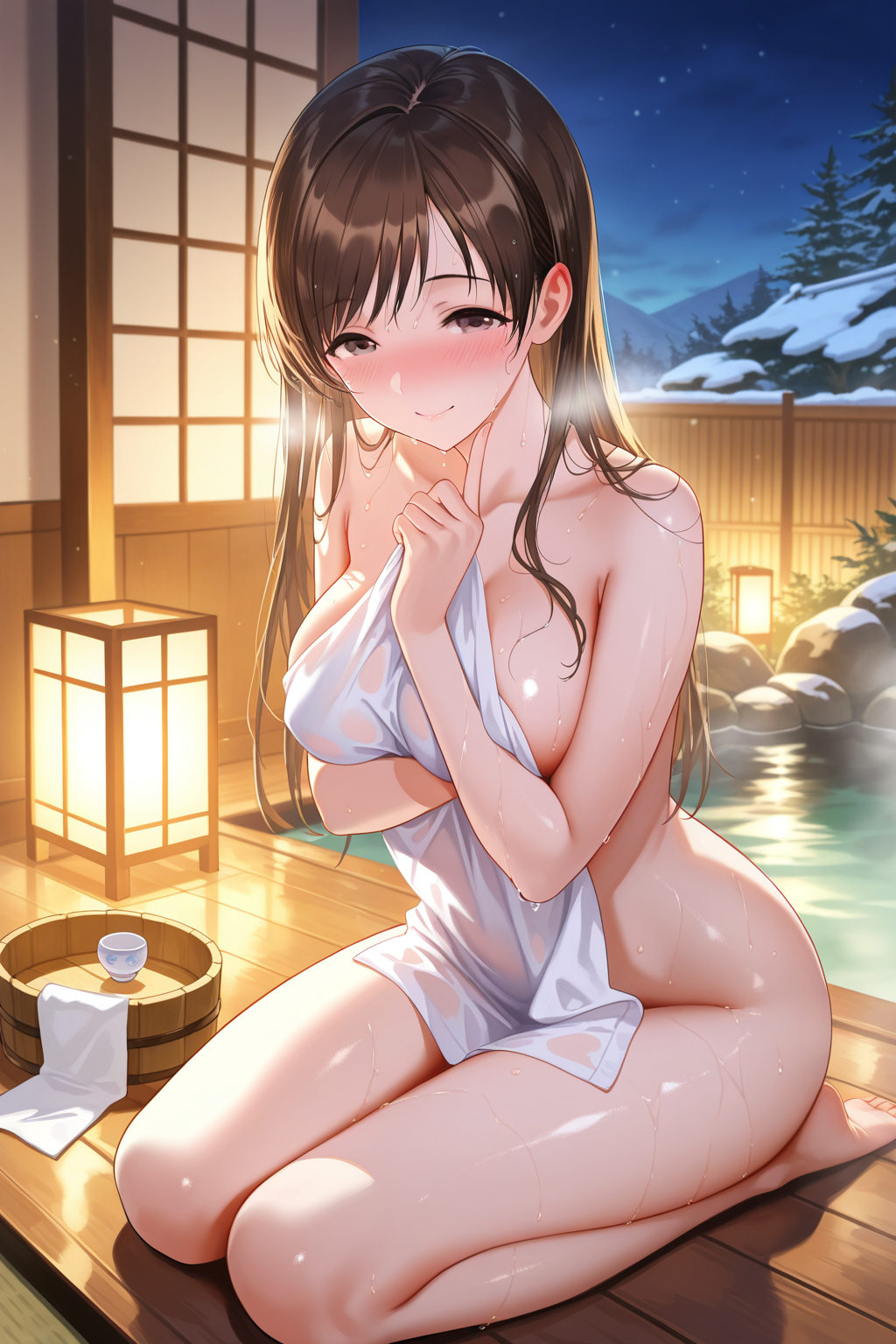 混浴温泉で恥じらう新田美波