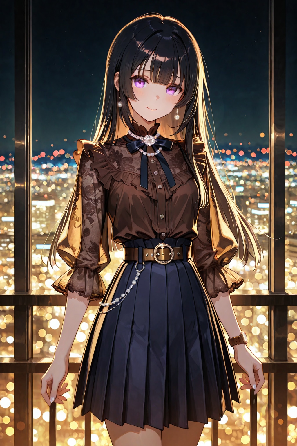 夜景を見下ろす窓辺