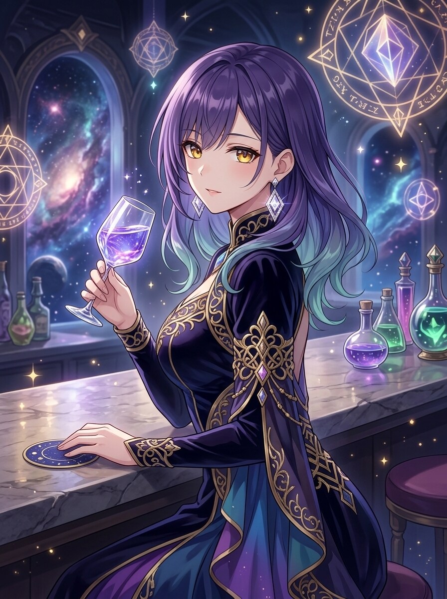 謎の美女とバーカウンターで